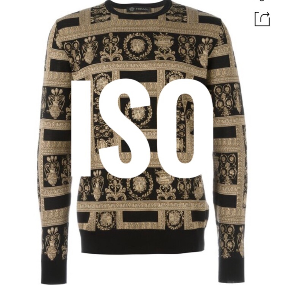 ISO Versace Medusa Panel Mens Pullover Sweater XL - Picture 1 of 3